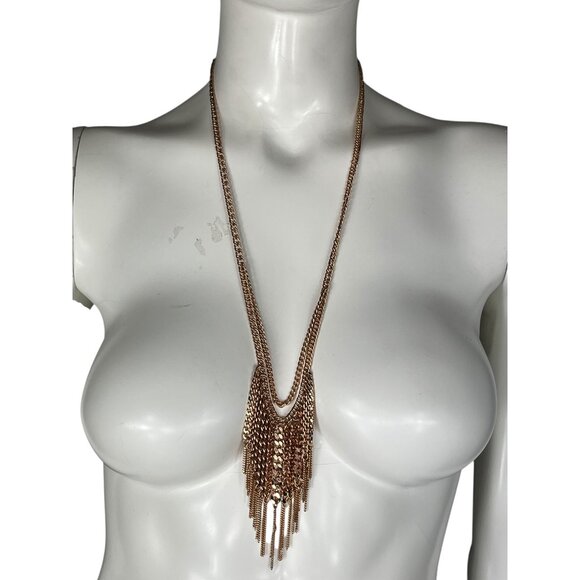 BCBGeneration Rose Goldtone Fringe Necklace - Picture 1 of 10